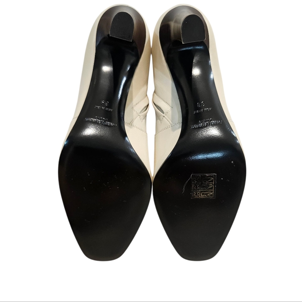 Saint Laurent Jane 90 Leather Ankle Boots sz 39 in Pearl Size 39 NIB - Picture 9 of 12